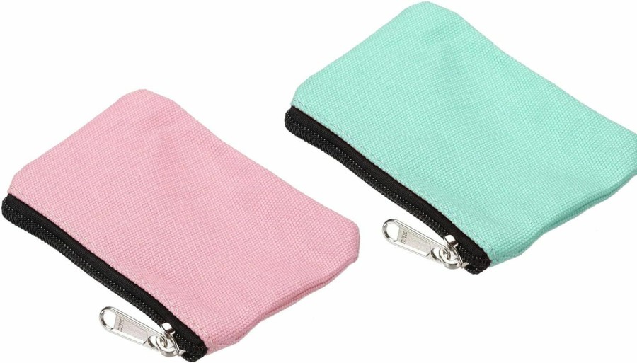 YOKIVE Yokive 2 Pcs Zipper Coin Purse Pouch, Canvas Mini Pouch Wallet Coin Purse With Zipper, Small Portable, Great For Men Women (Green Blue Color, 3 X 5-Inch) | Coin Purses & Pouches