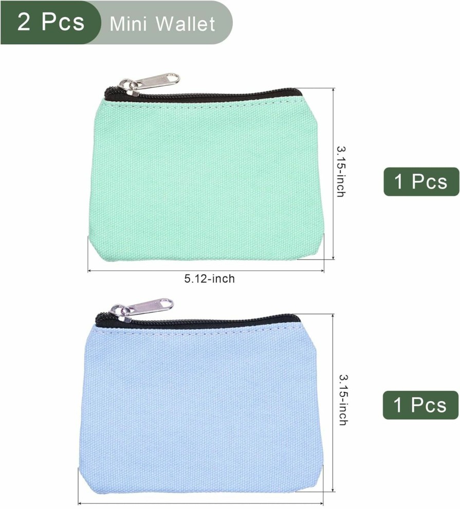 YOKIVE Yokive 2 Pcs Zipper Coin Purse Pouch, Canvas Mini Pouch Wallet Coin Purse With Zipper, Small Portable, Great For Men Women (Green Blue Color, 3 X 5-Inch) | Coin Purses & Pouches