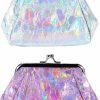 Oyachic Oyachic 2 Pcs Hologram Coin Purse, Iridescent Clutch Purse Kiss Lock Change Pouch Holographic Makeup Bag Laser Women Wallet | Coin Purses & Pouches