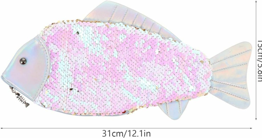 VALICLUD Valiclud Women Wallets Sequins Fish Purse Zippered Fish Coin Purse Glitter Wristlet Purse Womens Clutch Wallet Lanyard Wallet | Coin Purses & Pouches