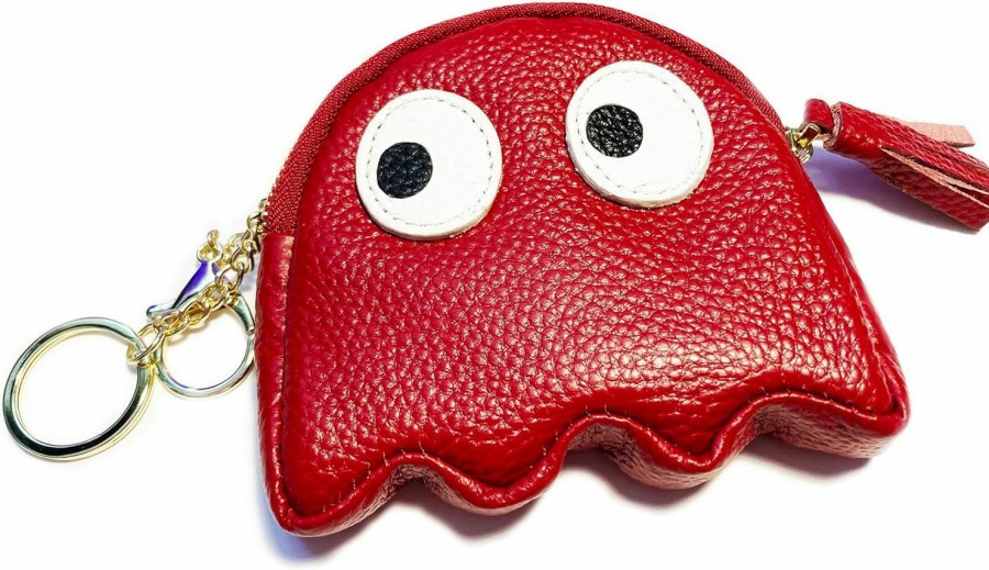 Mazeology Claret Red Big Eyes Pac-Man Octopus Design Leather Coin Purse | Coin Purses & Pouches