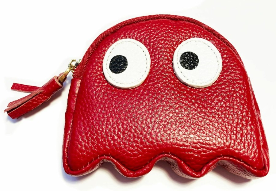 Mazeology Claret Red Big Eyes Pac-Man Octopus Design Leather Coin Purse | Coin Purses & Pouches