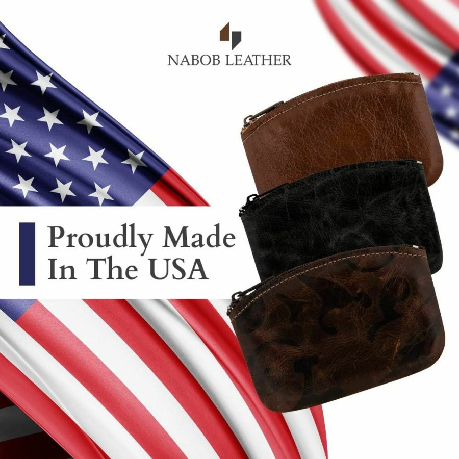 Nabob Leather Genuine Leather U.S.A. Made Zipper Coin Purse, Coin Pouch Change Holder For Men & Woman By Nabob Leather | Coin Purses & Pouches