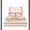 Stupell Industries Stupell Industries Fashioner Purse Bookstack Pink White Gold Watercolor, Design By Artist Amanda Greenwood Wall Art, 24 X 30, Black Framed | Coin Purses & Pouches