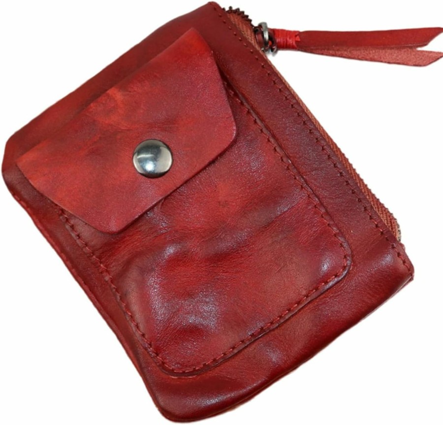 LFWATAXY Lfwataxy Genuine Cowhide - Coin Purse For Men & Women - Leather Coin Pouch - Zipper Coin Purse Wallet - Leather Zipper Storage Bag - Coin Organizer (Brown) | Coin Purses & Pouches