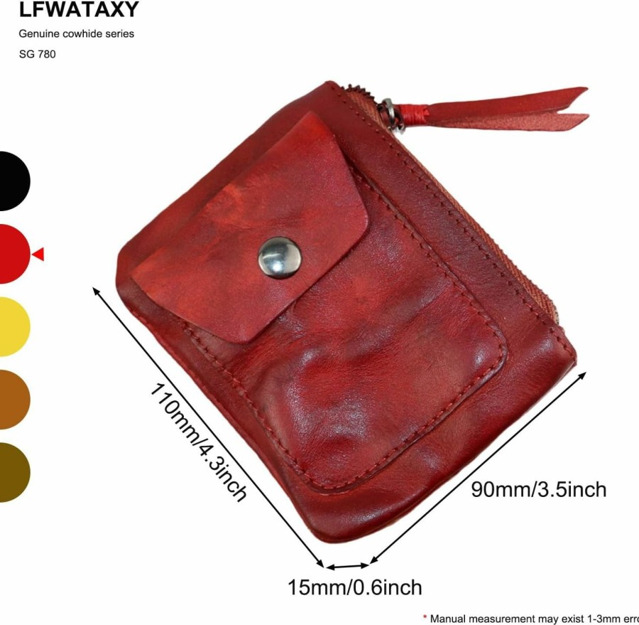 LFWATAXY Lfwataxy Genuine Cowhide - Coin Purse For Men & Women - Leather Coin Pouch - Zipper Coin Purse Wallet - Leather Zipper Storage Bag - Coin Organizer (Brown) | Coin Purses & Pouches