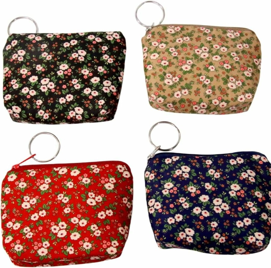 PHILITA Philita Women'S Canvas Coin Purse Vintage Wallet Zipper Coin Pocket With Key Holder, Casino Coin Purse Organizer (4 Pack) | Coin Purses & Pouches