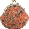 Oyachic Oyachic Floral Buckle Coin Purses Vintage Pouch Kiss-Lock Change Purse Wallets Pu Wood Grain Key Holder Coin Bag Make Up Bag | Coin Purses & Pouches