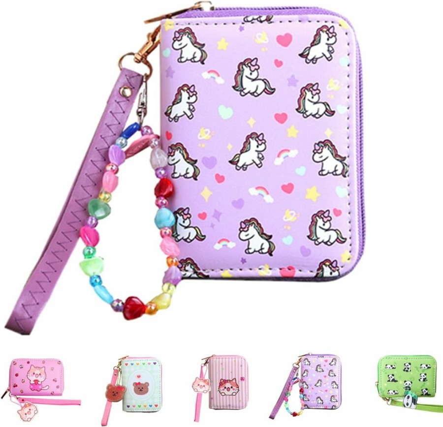 AACKS Aacks Little Girls Coin Purse Kids Small Wallet For Teen Girls Women Mini Coin Pouches With Strap Cute Cartoon Card Holder Cat Kitty Panda Unicorn | Coin Purses & Pouches