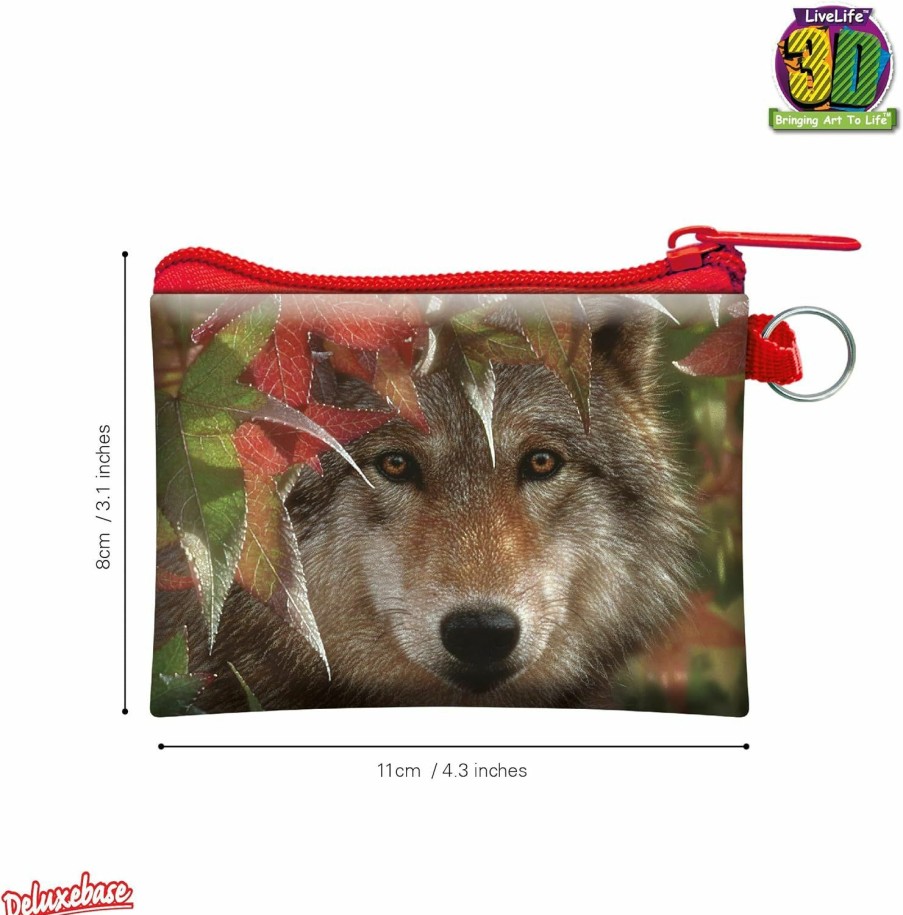 Deluxebase 3D Livelife Coin Purse - Autumn Encounter From Deluxebase. Lenticular 3D Wolf Purse. Cash, Coin And Card Holder With Secure Zipper Featuring Artwork Licensed From Renowned Artist Collin Bogle | Coin Purses & Pouches