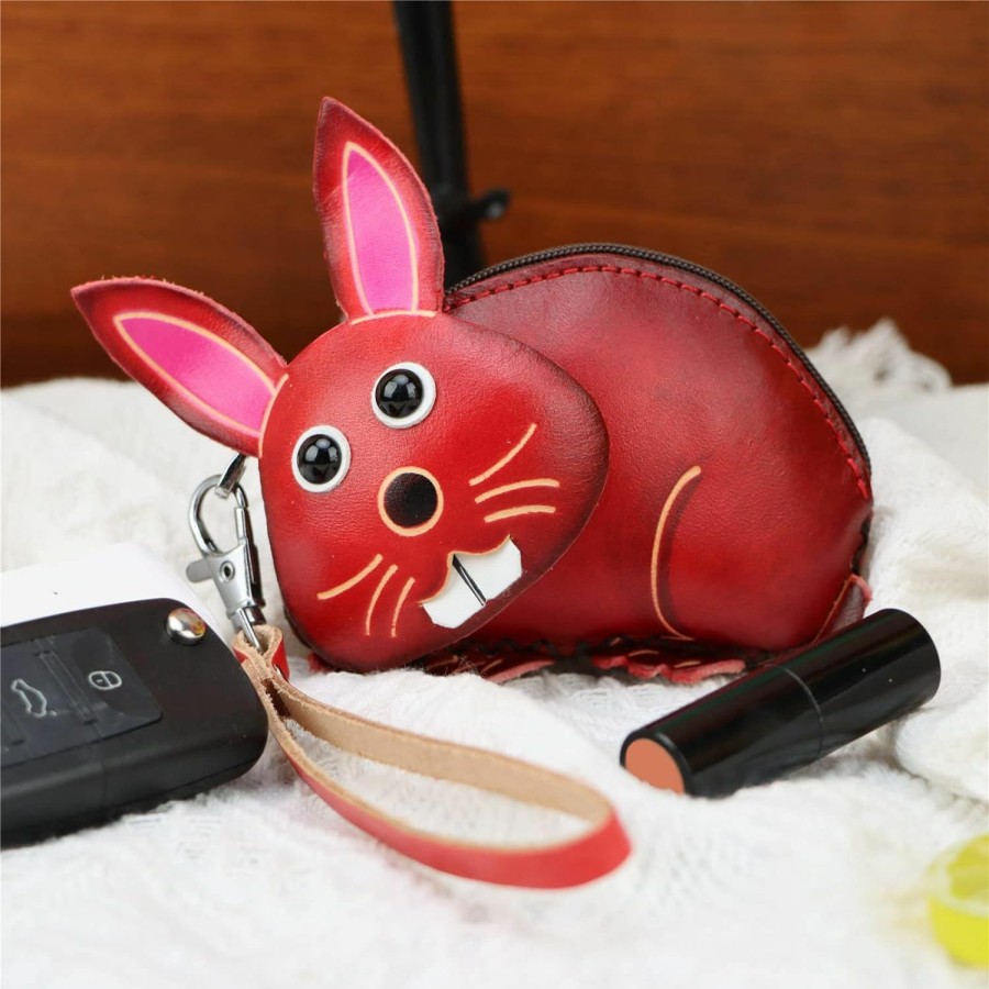 Fanyixuan Fanyixuan Vegetable Tanned Leather Cowhide Small Rabbit Coin Purse Suitable For Storing Coins Keys Lipstick Creative Gift Clutch Bag | Coin Purses & Pouches