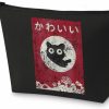 WZMPA Wzmpa Kawaii Cat Makeup Bag Cartoon Meow Cat Gift Japanese Kawaii Cat Zipper Pouch Bag For Friend Family (Black Anime Cat) | Coin Purses & Pouches