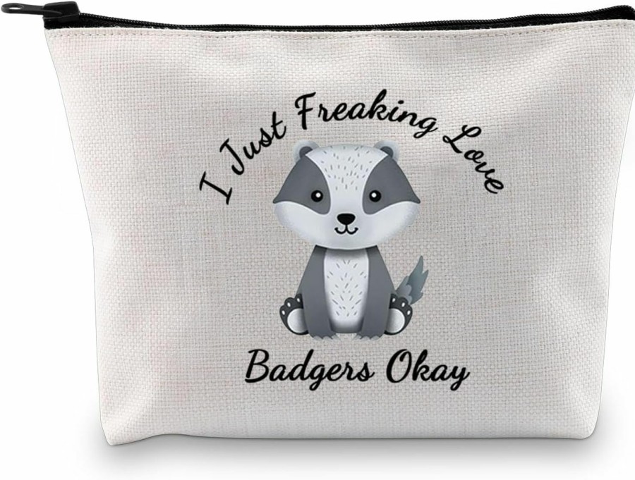 JXGZSO Jxgzso Funny Honey Badger Gift I Just Freaking Love Badgers Okay Badgers Toiletry Bag Animal Themed Makeup Purse Zoologist Gift | Coin Purses & Pouches