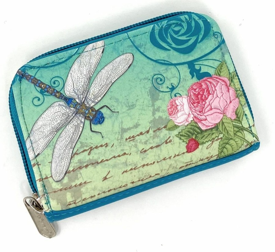 Shag Wear Shag Wear Vintage Dragonfly Change Purse For Women And Teen Girls Vegan Faux Leather Teal | Coin Purses & Pouches