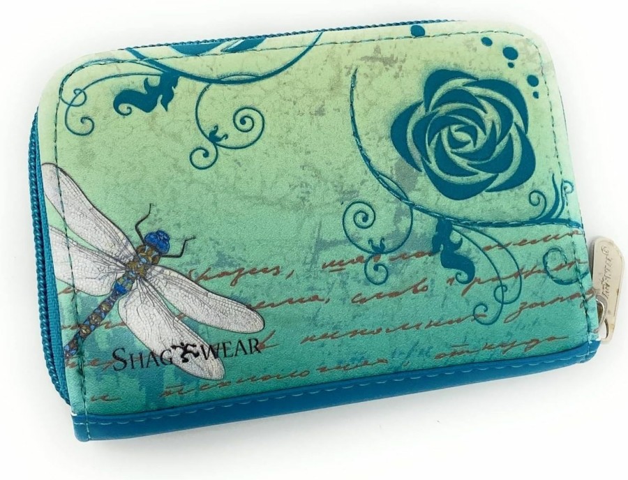 Shag Wear Shag Wear Vintage Dragonfly Change Purse For Women And Teen Girls Vegan Faux Leather Teal | Coin Purses & Pouches