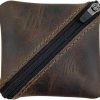 Hide & Drink Hide & Drink, Slash Zippered Pouch, Change Holder And Storage For Pocket And Purse Organization With Zipper, Full Grain Leather, Handmade, Bourbon Brown | Coin Purses & Pouches