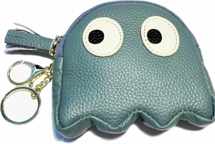 Mazeology Blue Big Eyes Pac-Man Octopus Design Leather Coin Purse | Coin Purses & Pouches