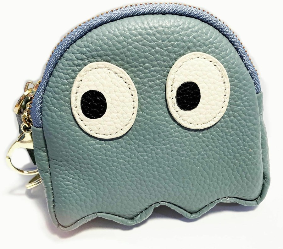 Mazeology Blue Big Eyes Pac-Man Octopus Design Leather Coin Purse | Coin Purses & Pouches