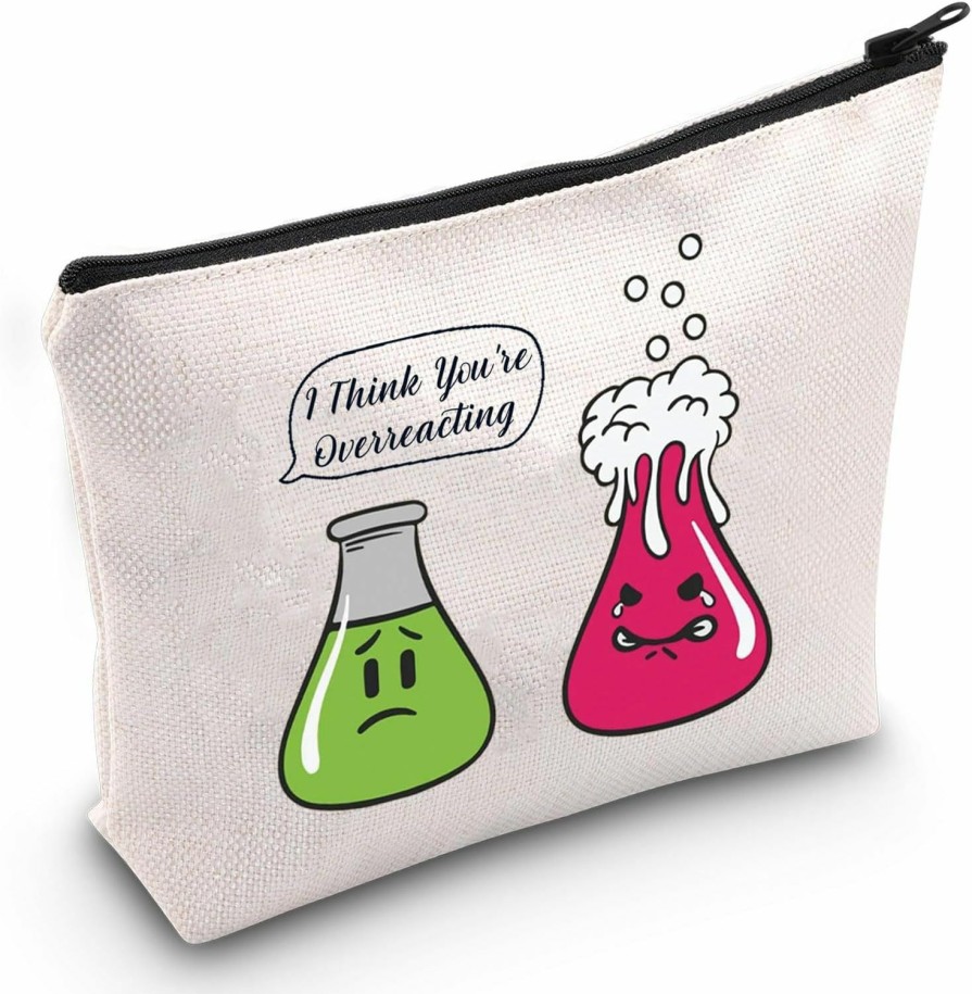 JXGZSO Jxgzso Science Lover Gifts Science Teacher Gift I Think You'Re Overreacting Travel Zipper Pouch Bag (Overreacting B) | Coin Purses & Pouches