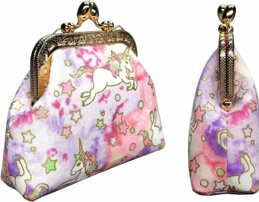 POPUCT Popuct Cute Unicorn Buckle Coin Purse Kiss-Lock Cotton Wallet For Girls And Women(Purple) | Coin Purses & Pouches