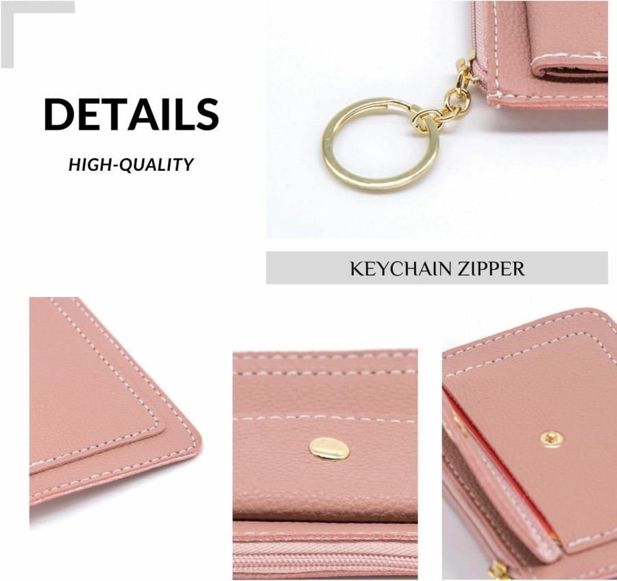 S&loyoe S&Loyoe 2Pcs Coin Purse Pouch Small Change Wallet With Card Slot Keychain Leather Cute Zipper Card Holder For Women/Men Litchi (Litchi Stria White) | Coin Purses & Pouches