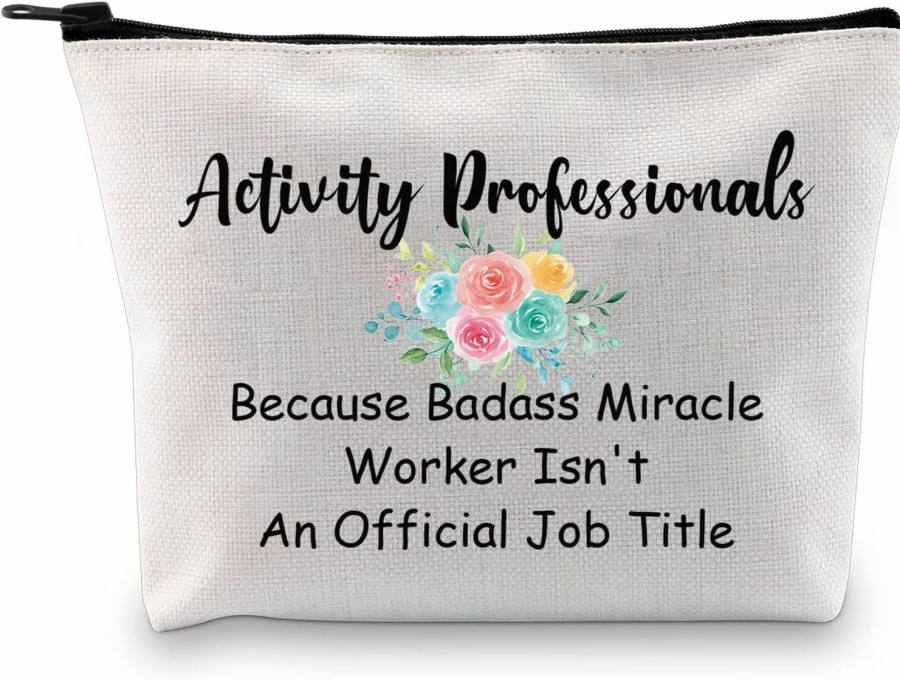 JXGZSO Jxgzso Activity Professionals Week Gift Because Badass Miracle Worker Isn'T An Official Job Title Makeup Bag Activity Director Bag | Coin Purses & Pouches