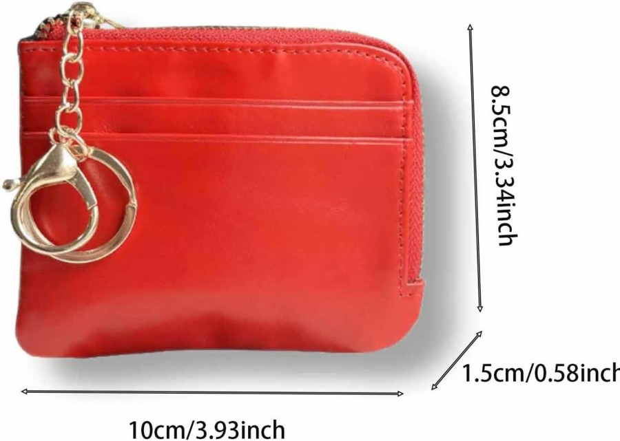 Yurtziru Yurtziru 1Pcs Soft Leather Coin Purse Genuine Leather Coin Key Holder Women'S Coin Purse Ultra Thin Wallet Key Holder For Men & Women (Red) | Coin Purses & Pouches