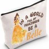 WZMPA Wzmpa Princess Cosmetic Makeup Bag Movie Inspired Gifts In A World Full Of Princesses Zipper Pouch Bag For Women Girls (Be Bellee) | Coin Purses & Pouches