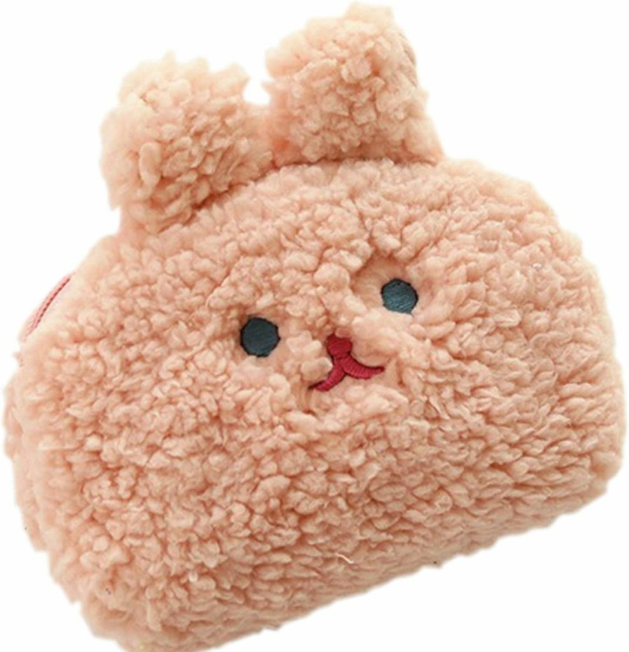 FIDA&MOON Fida&Moon Girls Cute Rabbit Coin Purse Fluffy Mini Cosmetic Wallet With Zipper, Pink | Coin Purses & Pouches