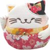 BAR AUTOTECH [Bar Autotech] Zipper Maneki Neko Lucky Cat Coin Purse- Chirimen Kimono Print Style Kawaii Cat Coin Wallet Holder For Coin Money Credit Cards (Pink) | Coin Purses & Pouches