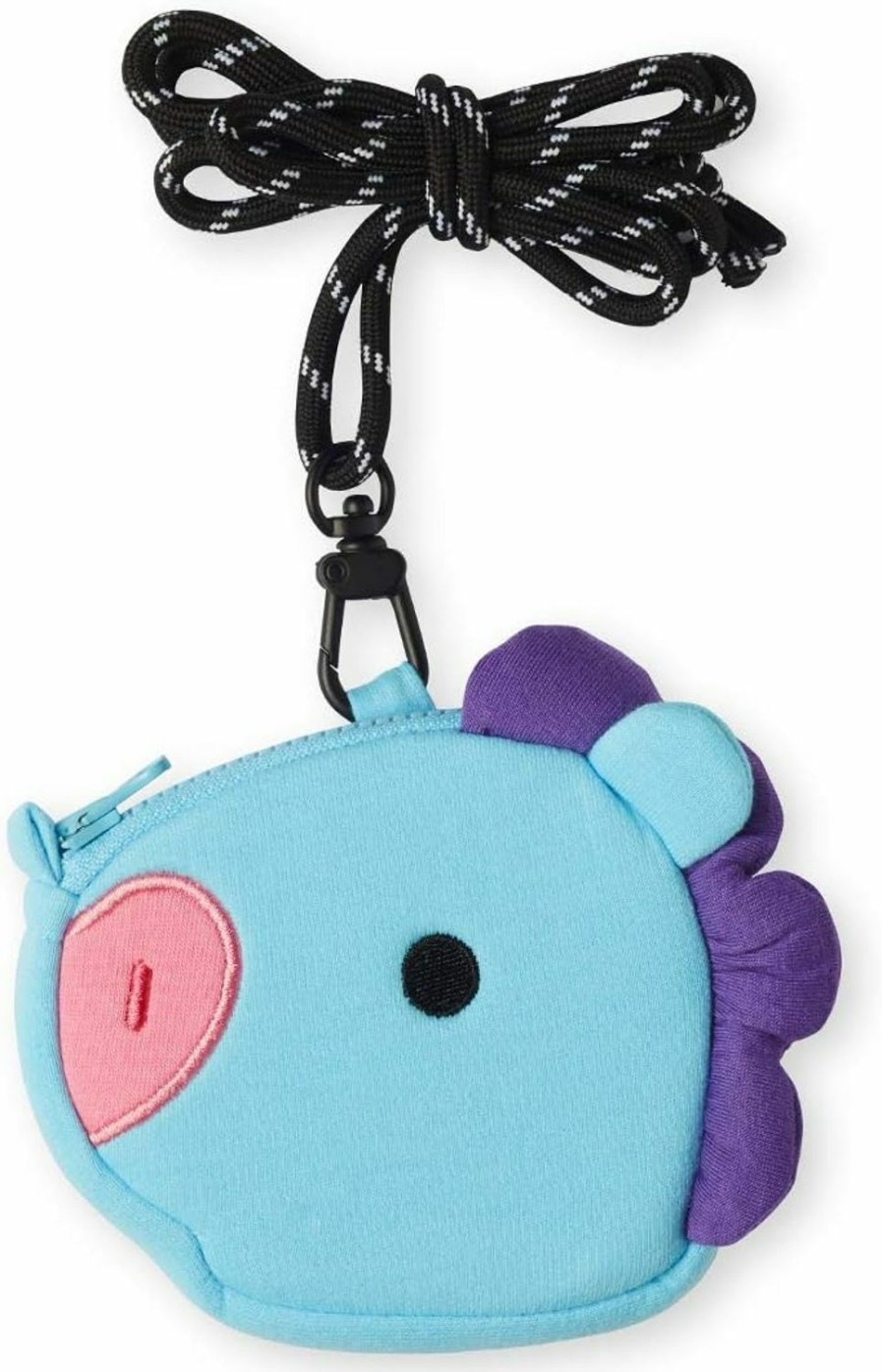 BT21 Bt21 Baby Series Mang Character Small Coin Purse Pouch Id Card Wallet With Lanyard, Blue/Purple | Coin Purses & Pouches