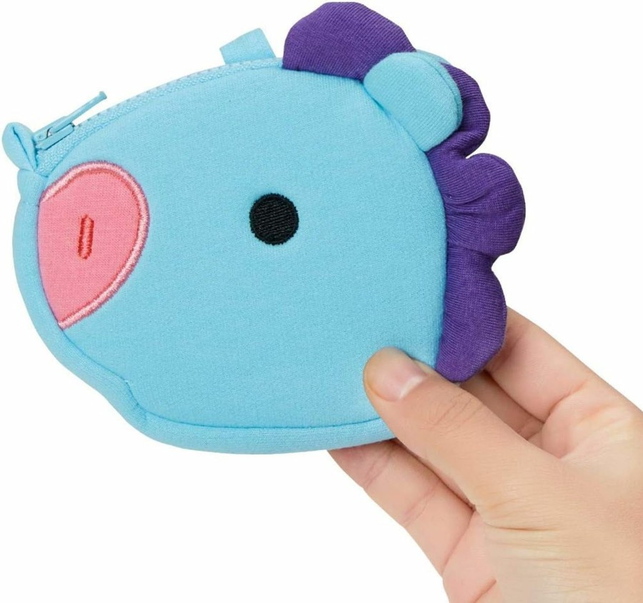 BT21 Bt21 Baby Series Mang Character Small Coin Purse Pouch Id Card Wallet With Lanyard, Blue/Purple | Coin Purses & Pouches