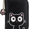 Sunwel Fashion Sunwel Fashion Cute Little Cat Pattern Card Holder- Accordian Zipper Card Case Cash Pockets Coin Purse Zip Around Wallet With Paw Pendant (Green, Accordian) | Coin Purses & Pouches