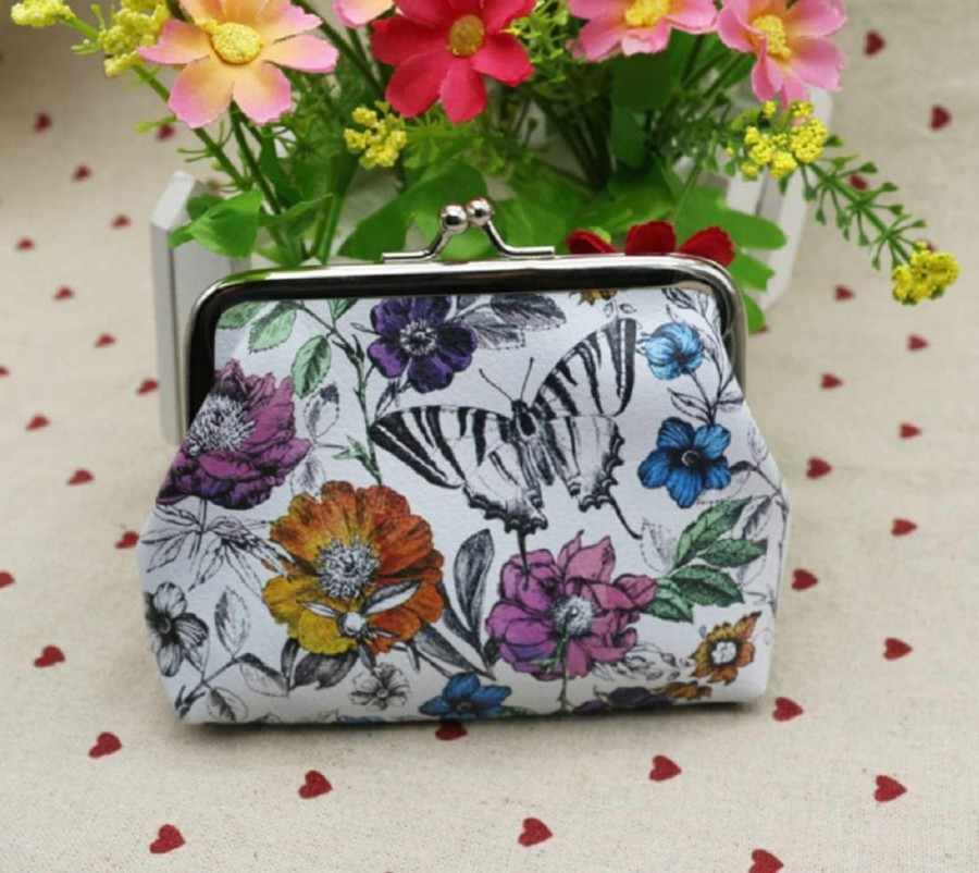 Adam Victor Adam Victor Butterflies Pattern Coin Purse- Mini Clasp Pouch Key Bags Money Bag/Butterfly Wallet, Perfect Gifts For Girls Kids Purses Wallets Party Favors(4 X 4.8 Inches) | Coin Purses & Pouches