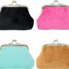 Honbay Honbay 4Pcs Corduroy Fluffy Artificial Fur Candy Color Coin Purse Kiss Lock Change Purse Fashion Trinkets Pouch Small Women Wallet Clutch Purse | Coin Purses & Pouches