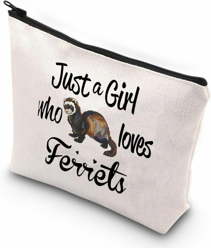 VAMSII Vamsii Just A Girl Who Loves Ferrets Cosmetic Bag Ferret Gifts For Ferret Lovers Zipper Pouch Ferret Owner Gift(Loves Ferrets) | Coin Purses & Pouches