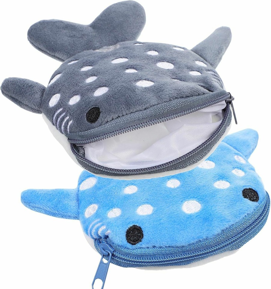 Abaodam Abaodam 2 Pcs Whale Shark Coin Purse Plush Cartoon Change Purses With Zipper Small Wallet For Women Girls | Coin Purses & Pouches