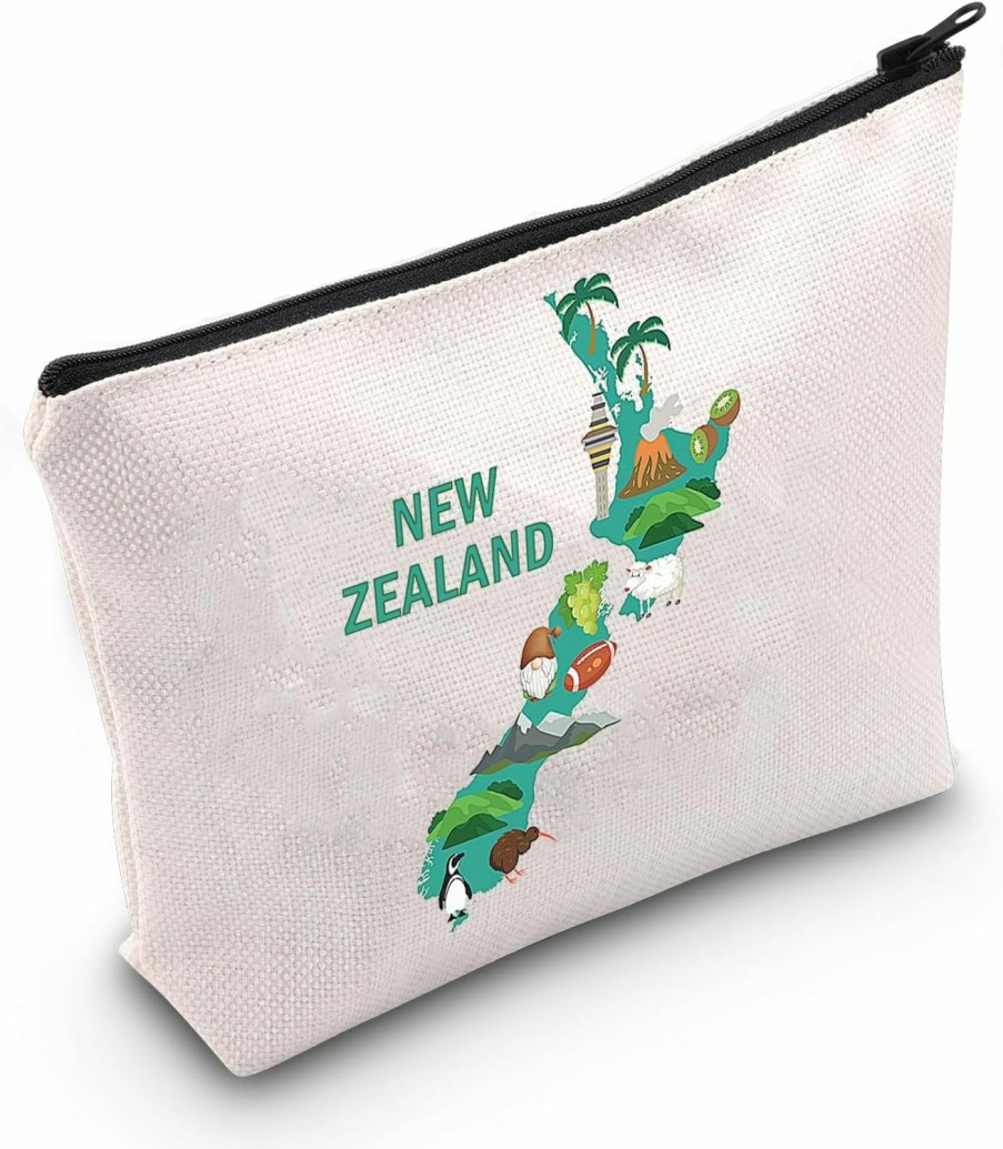 MEIKIUP Meikiup New Zealand Travel Cosmetic Bag New Zealand Travel Souvenir New Zealand Lover Gift New Zealand Travel Memory Map Gift (Map New Zealand Bag) | Coin Purses & Pouches