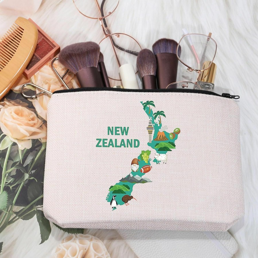 MEIKIUP Meikiup New Zealand Travel Cosmetic Bag New Zealand Travel Souvenir New Zealand Lover Gift New Zealand Travel Memory Map Gift (Map New Zealand Bag) | Coin Purses & Pouches