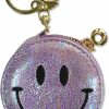 holawit Holawit Cute Happy Face Positive Smile Zipper Coin Wallet Purse Pouch With Keychain Soft Synthetic Leather Attached Key Ring - Black | Coin Purses & Pouches