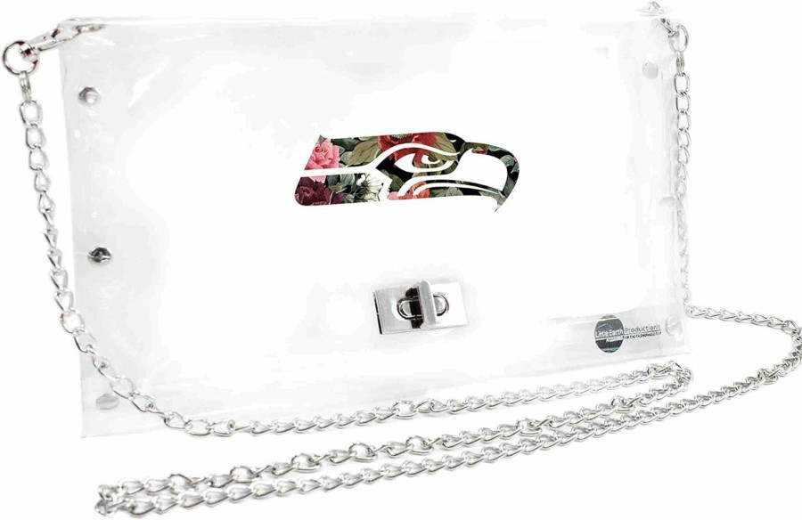 Littlearth Littlearth Uni Stadium Friendly Clear Envelope Purse With Metal Chain And Floral Team Logo, 10\" W X 6.5\" L X 0.5\" D Clear | Coin Purses & Pouches