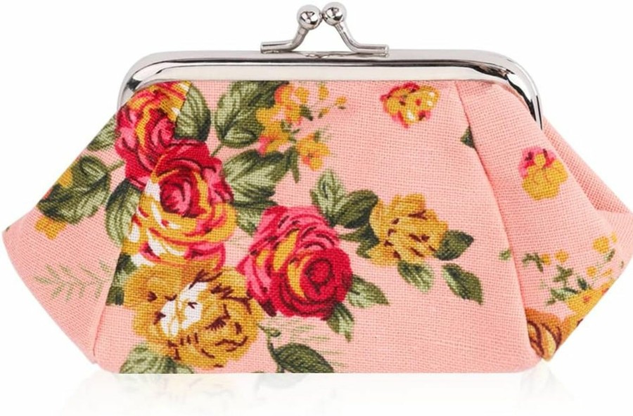 Oyachic Oyachic Printed Coin Purse Vintage Pouch Buckle Clutch Bag Kiss-Lock Change Purse Floral Clasp Closure Wallets For Women Girl | Coin Purses & Pouches