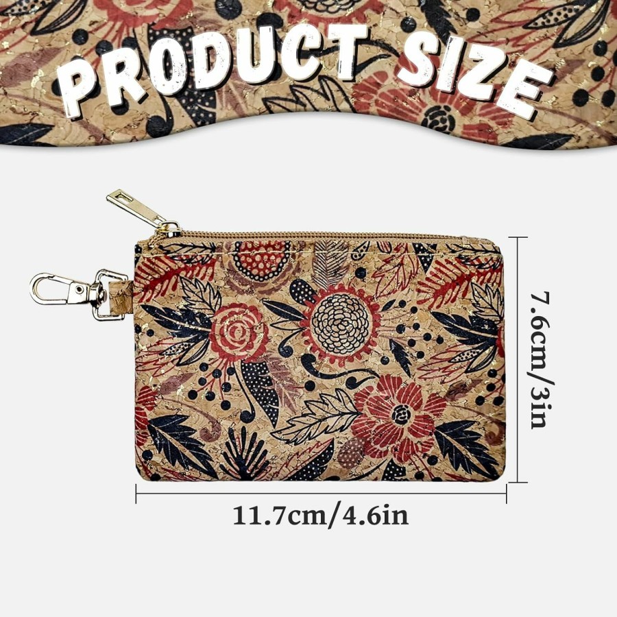 AdiStylinno Adistylinno Change Purse, 2 Pcs Portable Pu Coin Purse Pouch Waterproof Vintage Flower Mini Change Wallet Purse With Zipper And Key Hook For Woman Storing Change Cards Keys (A, 2) | Coin Purses & Pouches