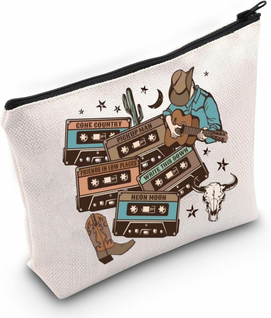 WZMPA Wzmpa Wild Western Singer Cosmetic Bag Singer Album Gifts Neon Moon Makeup Zipper Pouch Bag For Cowboy Country Music (Neon Moon) | Coin Purses & Pouches