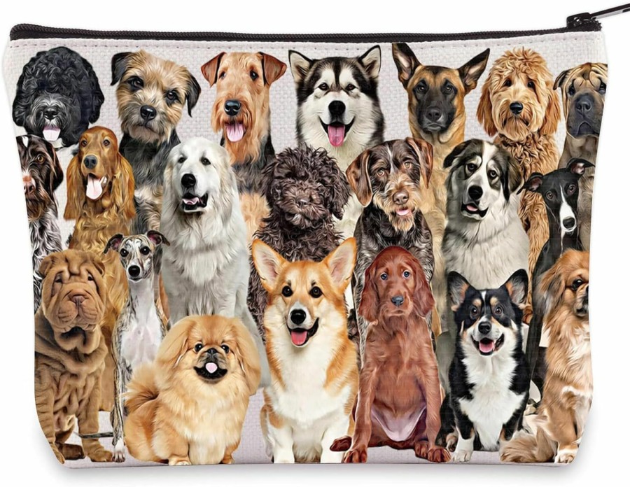 WZMPA Wzmpa Cute Dogs Cosmetic Bag Labrador Lover Gifts Puppy Dog Makeup Zipper Pouch Bag Dog Lover Merchandise (Dogs) | Coin Purses & Pouches