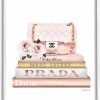 Stupell Industries Stupell Industries Pink Purse Gold Bookstack Glam Fashion Watercolor, Design By Amanda Greenwood White Framed Wall Art, 11 X 14 | Coin Purses & Pouches