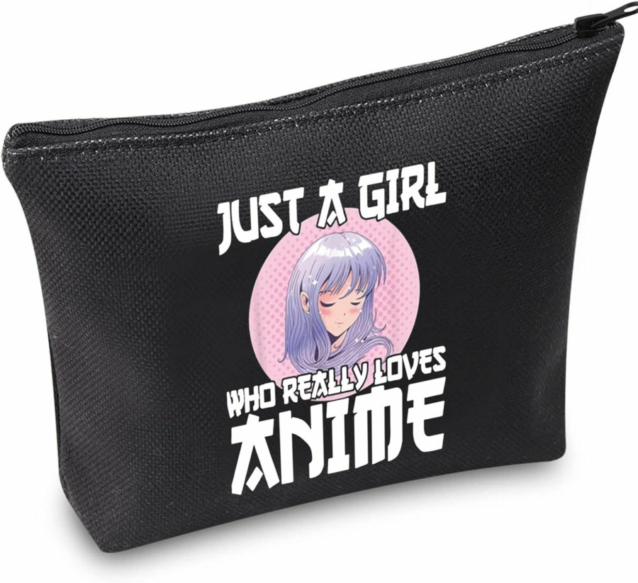 WZMPA Wzmpa Anime Cosplay Cosmetic Bag Anime Fans Gift Just A Girl Who Really Loves Anime Makeup Zipper Pouch Bag Anime Girls Teenagers Merchandise (Really Loves Anime) | Coin Purses & Pouches