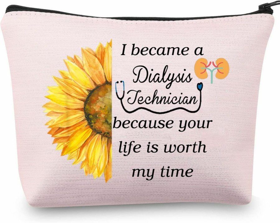 VAMSII Vamsii Dialysis Technician Gifts Makeup Bag Dialysis Tech Gifts Dialysis Nurse Bag Nephrology Tech Gifts Sunflower Lovers Gifts (Dialysis Technician) | Coin Purses & Pouches