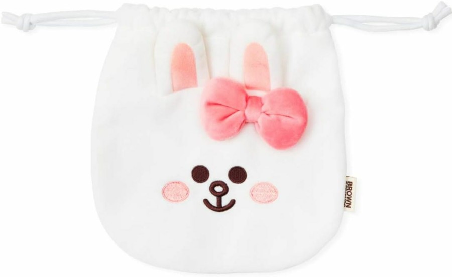 LINE FRIENDS Line Friends Mini Friends Collection Cony Character Small Coin Purse Wallet Jewelry Bag String Pouch, White | Coin Purses & Pouches