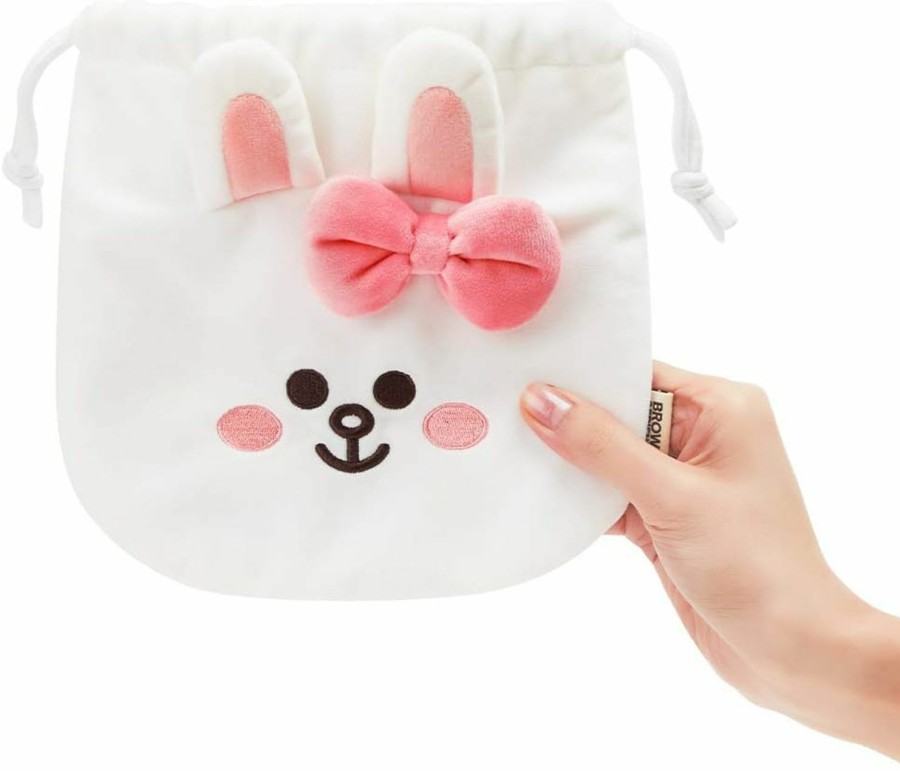 LINE FRIENDS Line Friends Mini Friends Collection Cony Character Small Coin Purse Wallet Jewelry Bag String Pouch, White | Coin Purses & Pouches